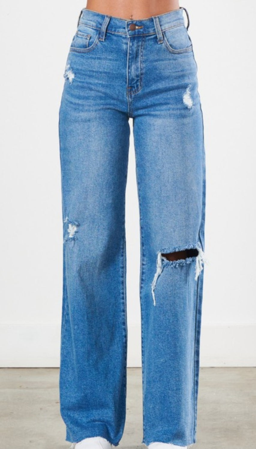 Distressed Wide Leg Jeans